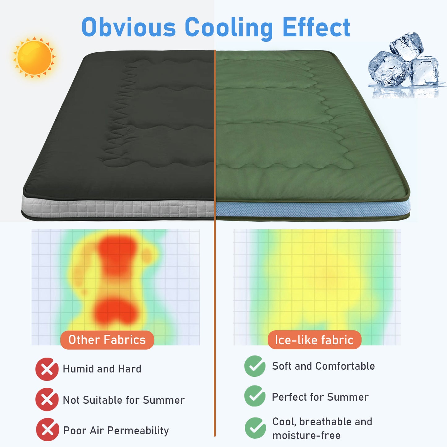 MAXYOYO Cooling Floor Mattress Japanese Futon Mattress for Hot Sleepers, Green