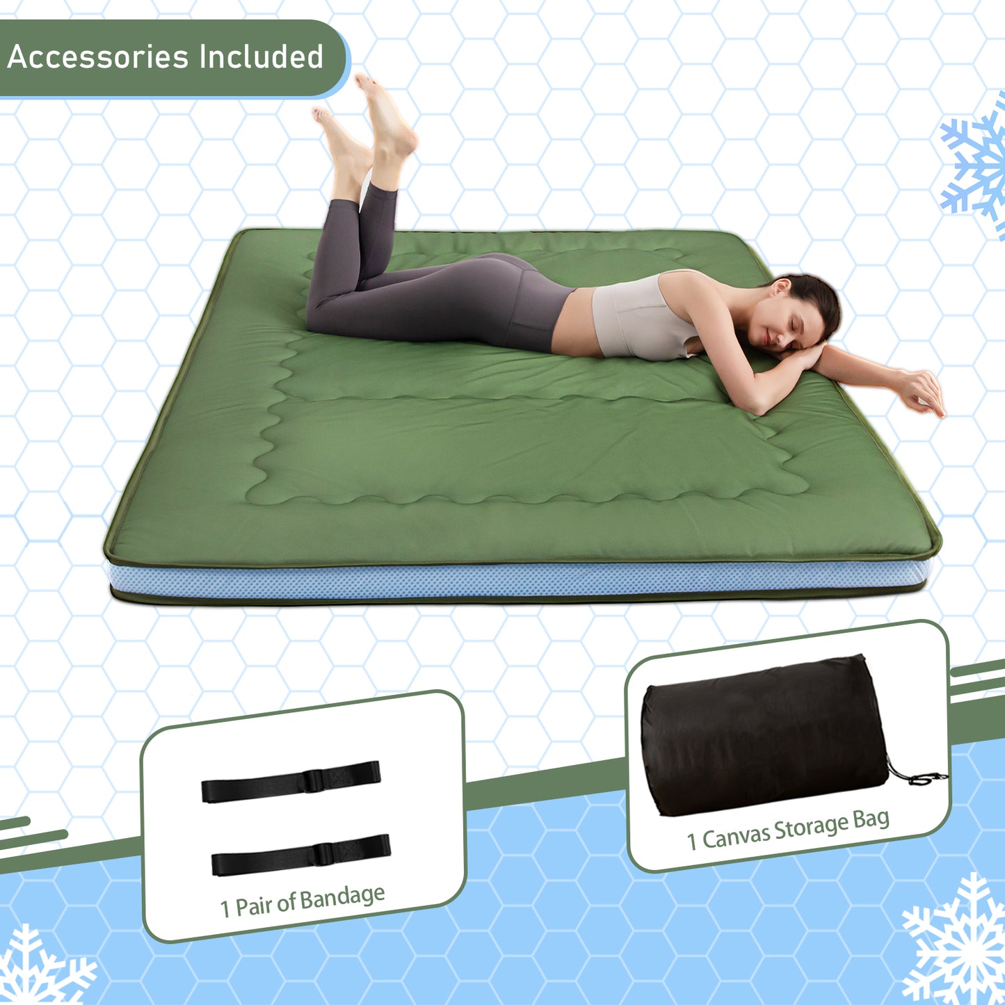 MAXYOYO Cooling Floor Mattress Japanese Futon Mattress for Hot Sleepers, Green