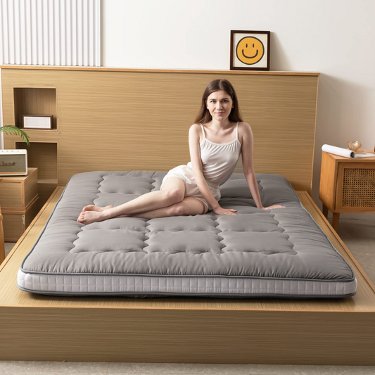 MAXYOYO Futon Mattress, Padded Japanese Floor Mattress Quilted Bed Mattress Topper, Grey