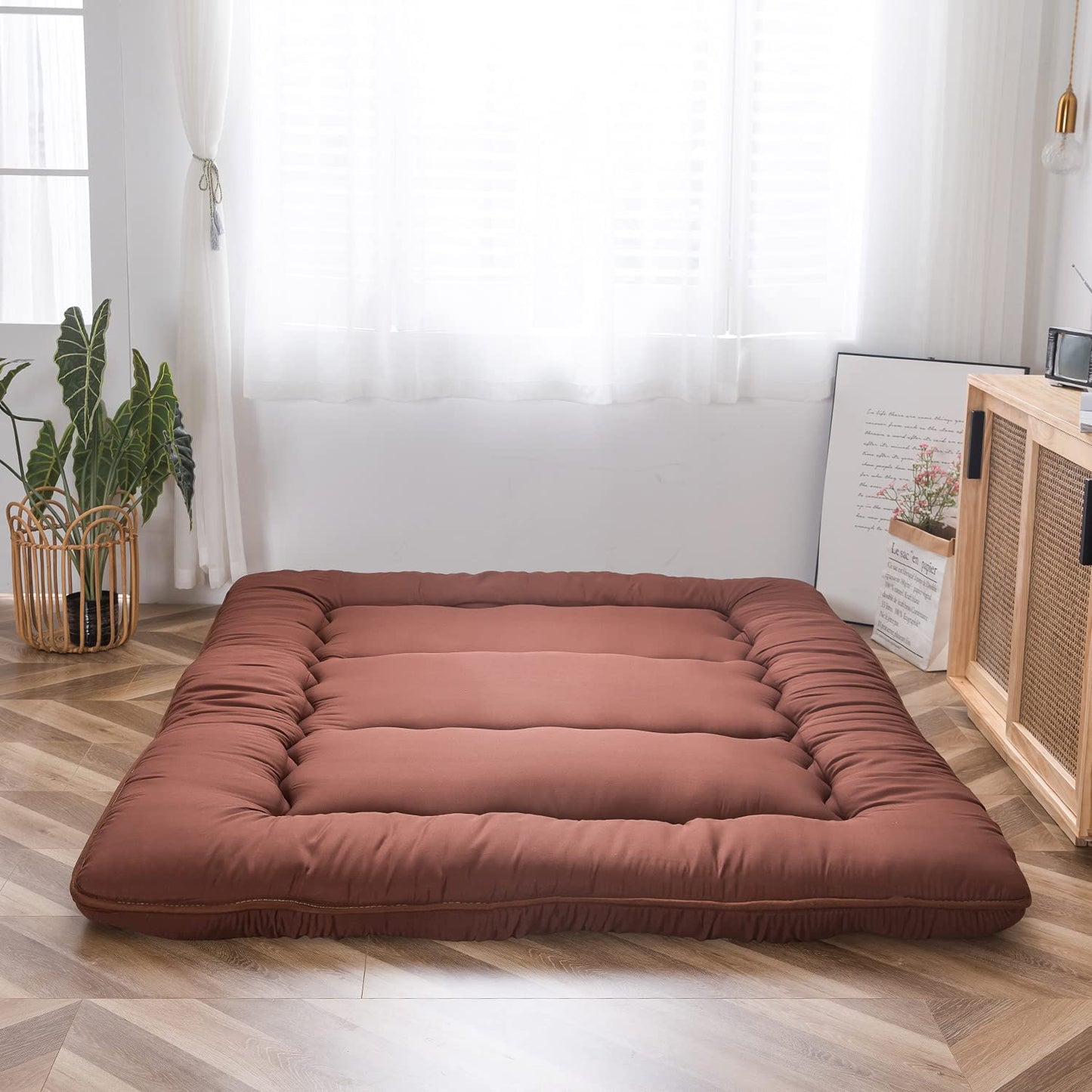 MAXYOYO Japanese Floor Mattress Futon Mattress Folding Sleeping Pad, Coffee