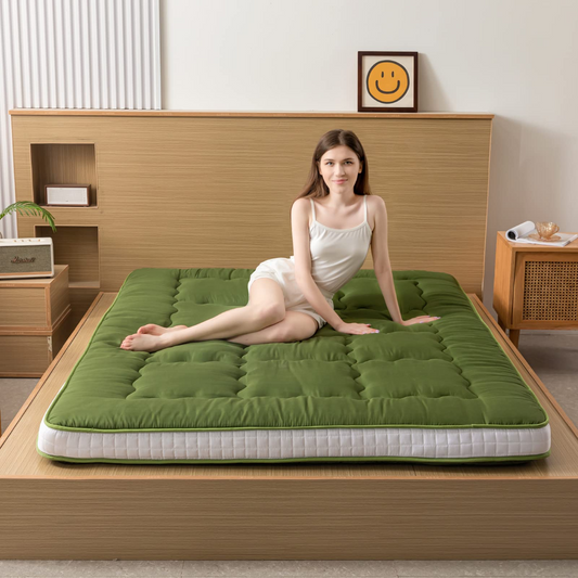 MAXYOYO Futon Mattress, Padded Japanese Floor Mattress Extra Thick Folding Sleeping Pad, Green