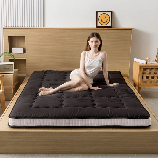 MAXYOYO Futon Mattress, Padded Japanese Floor Mattress Quilted Bed Mattress Topper, Black