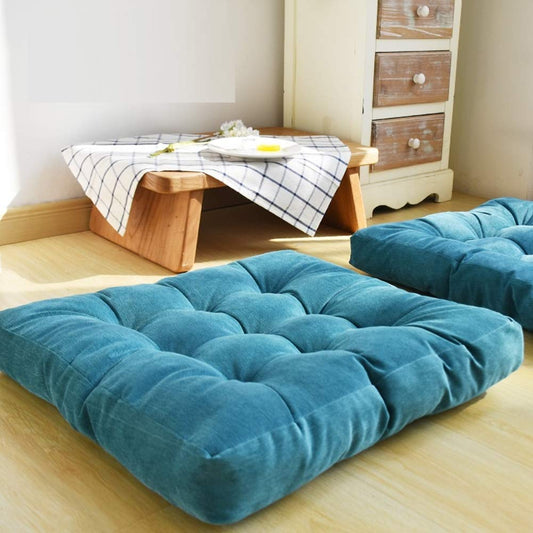 MAXYOYO Square Solid Floor Cushion, 22" Large Floor Cushions Thicken Floor Pillow Corduroy Tatami Cushion, Turquoise