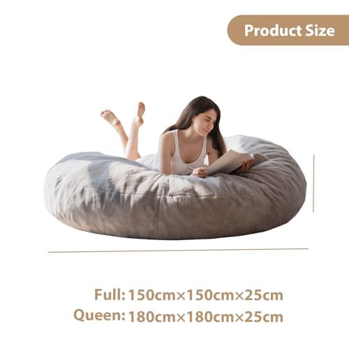 MAXYOYO Bean Bag Bed - Convertible Folds from Bean Bag Chair to Bed with Plush Cover (Gray)