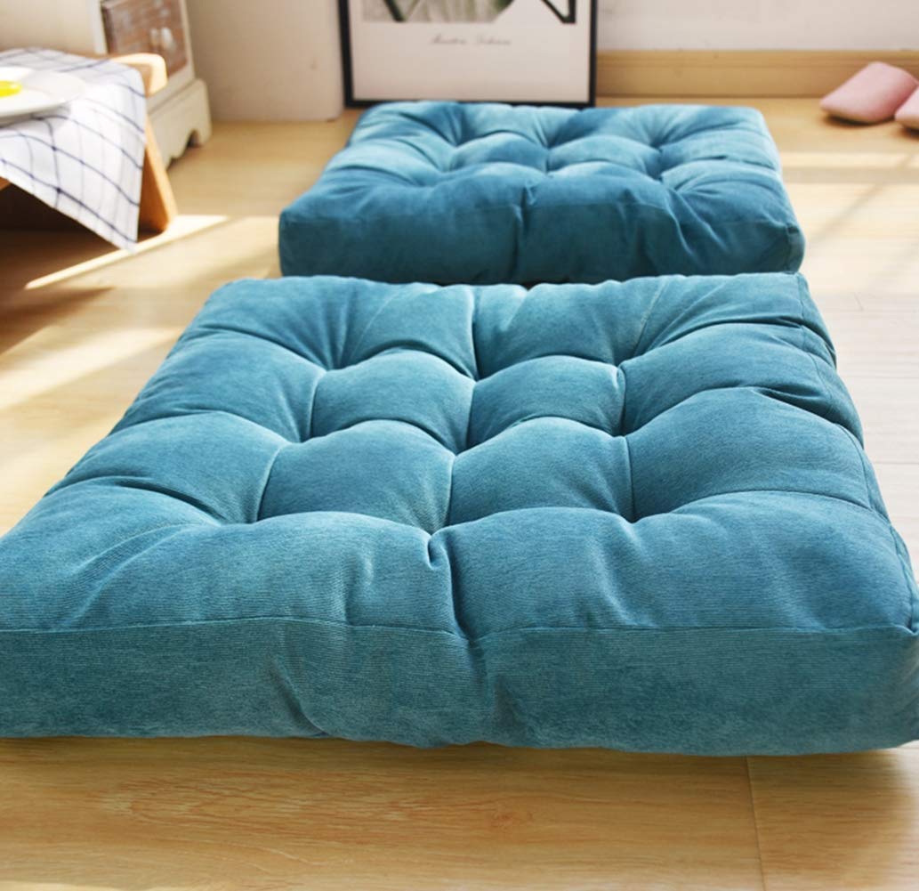 MAXYOYO Square Solid Floor Cushion, 22" Large Floor Cushions Thicken Floor Pillow Corduroy Tatami Cushion, Turquoise
