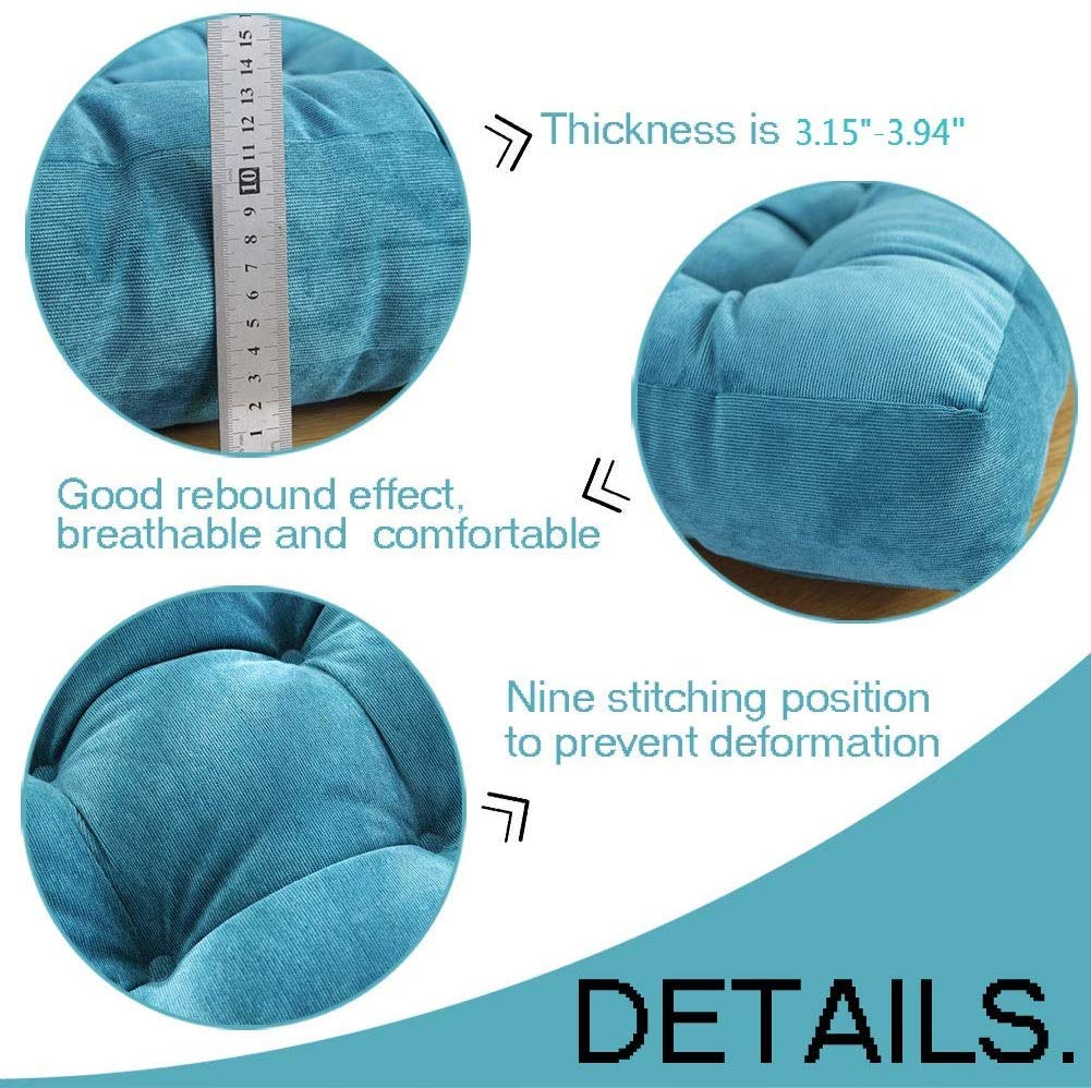 MAXYOYO Square Solid Floor Cushion, 22" Large Floor Cushions Thicken Floor Pillow Corduroy Tatami Cushion, Turquoise