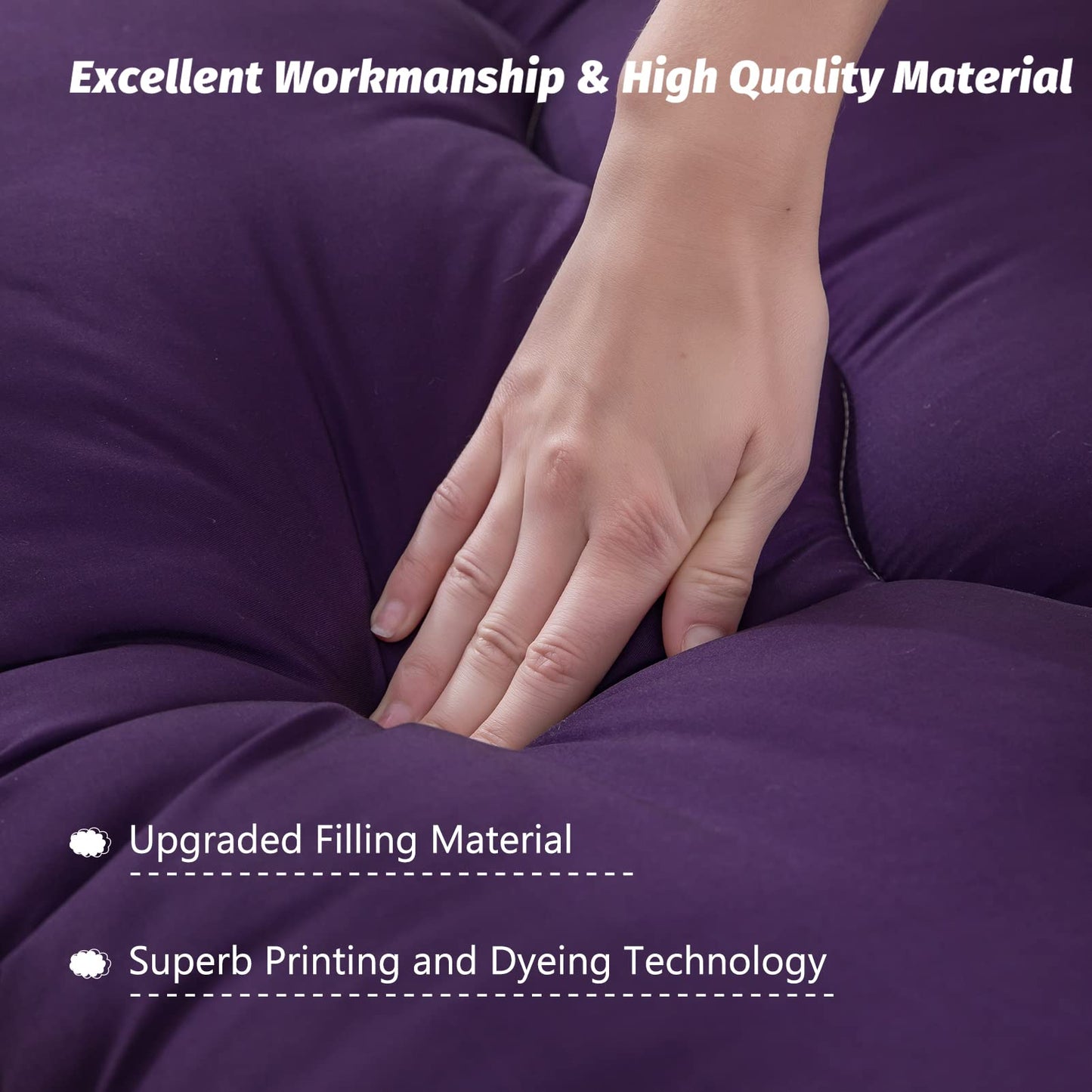 MAXYOYO Japanese Floor Mattress Futon Mattress Quilted Bed Mattress Topper, Purple