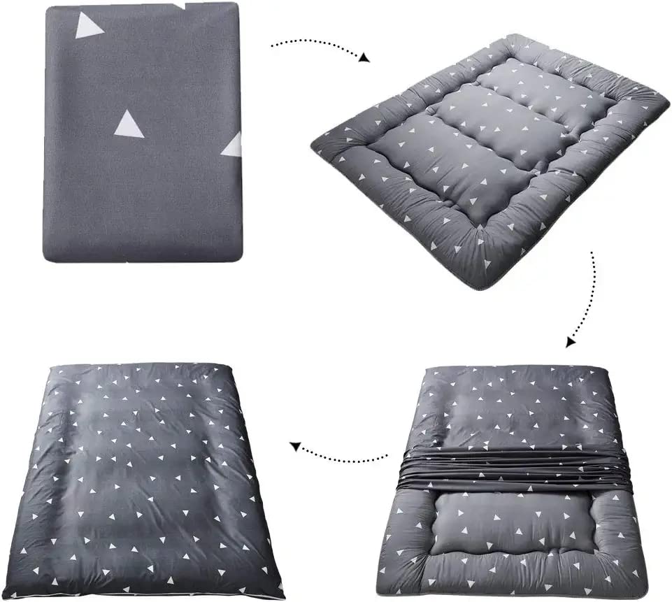 MAXYOYO Japanese Floor Mattress Futon Mattress, Roll Up Dormitory Mattress, Triangle Printed