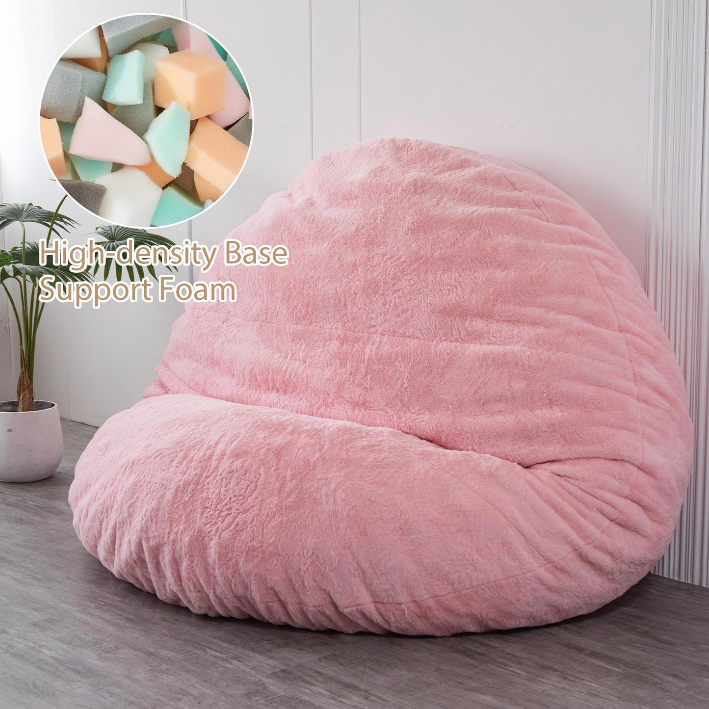 MAXYOYO Bean Bag Bed - Convertible Folds from Bean Bag Chair to Bed with Plush Cover (Pink)