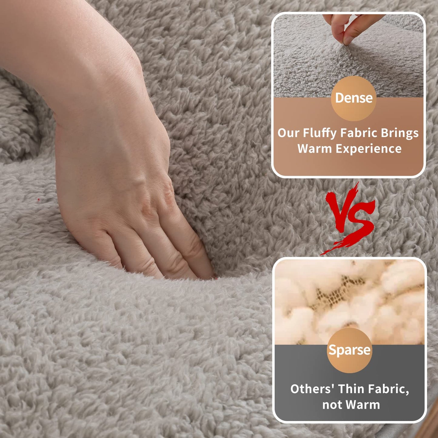 MAXYOYO Sherpa Fleece Floor Mattress Futon Mattress,Grey Japanese Style Roll Up Mattress