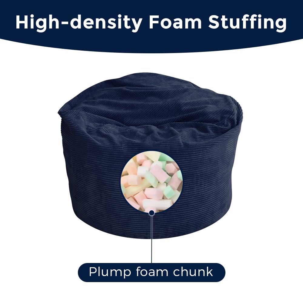 MAXYOYO Bean Bag Bed - Convertible Folds from Bed To Bean Bag Chair - Large Bean Bag with Soft Cover (Navy)
