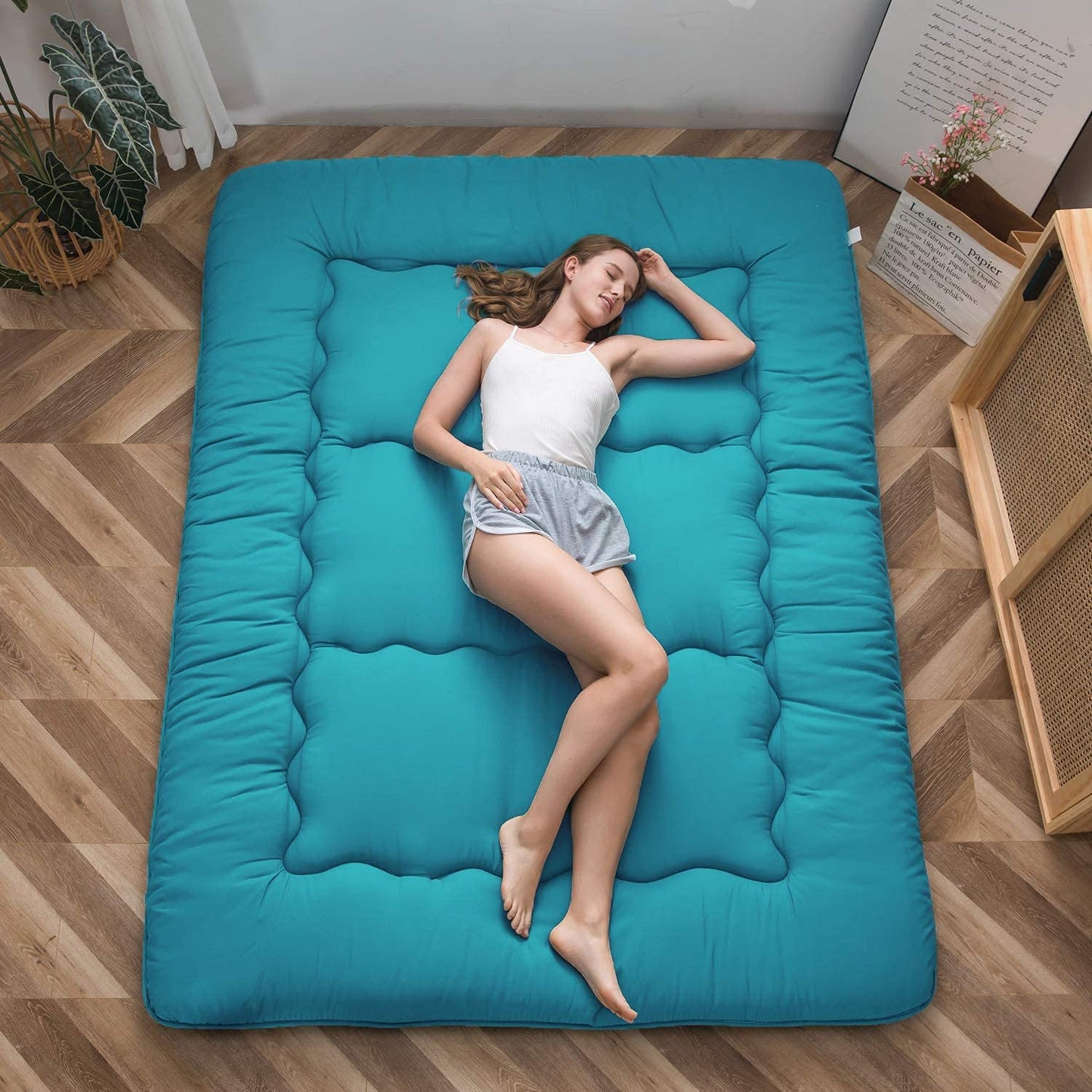 MAXYOYO Japanese Floor Mattress Futon Mattress, Turquoise
