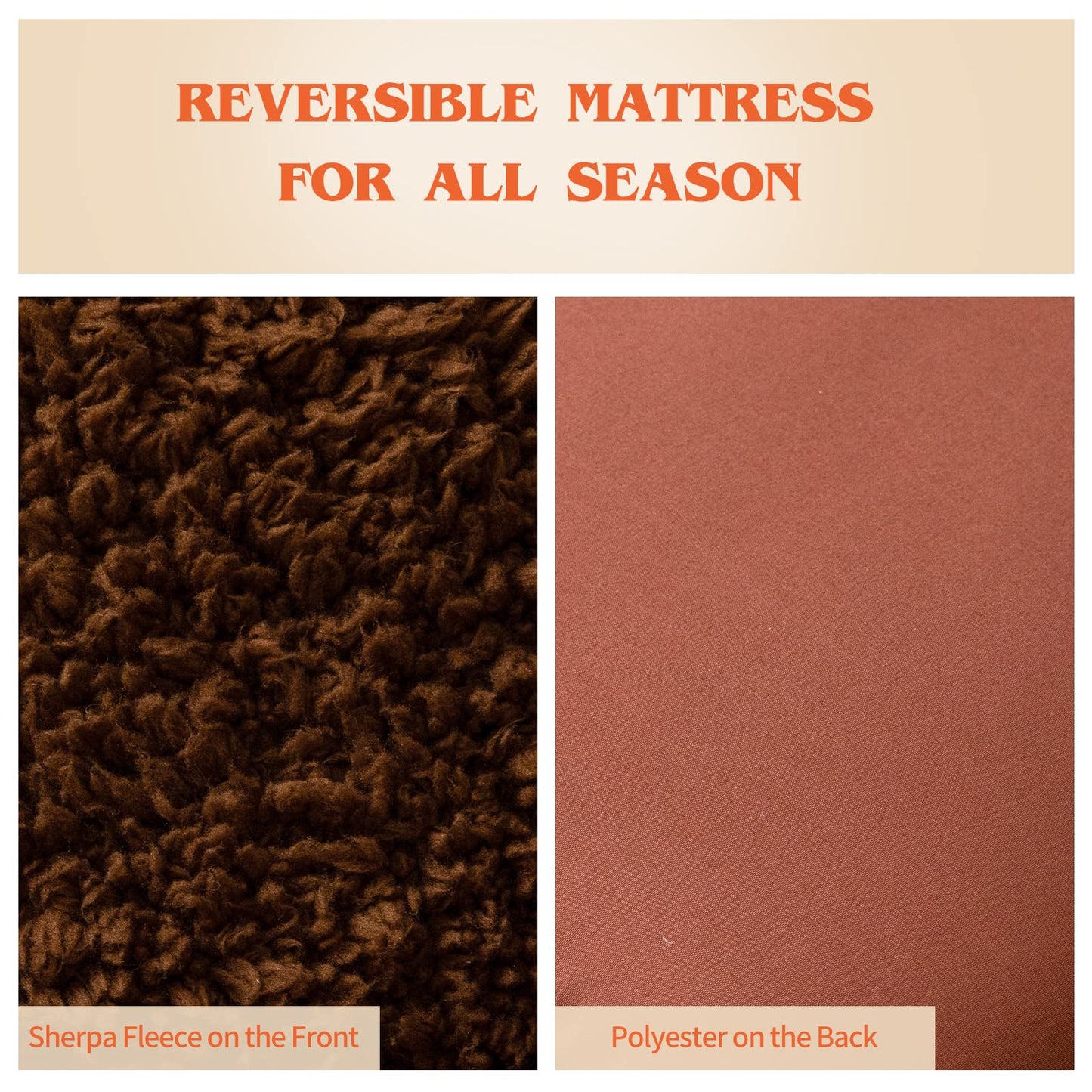 MAXYOYO Sherpa Fleece Floor Mattress Futon Mattress,Coffee Japanese Style Roll Up Mattress