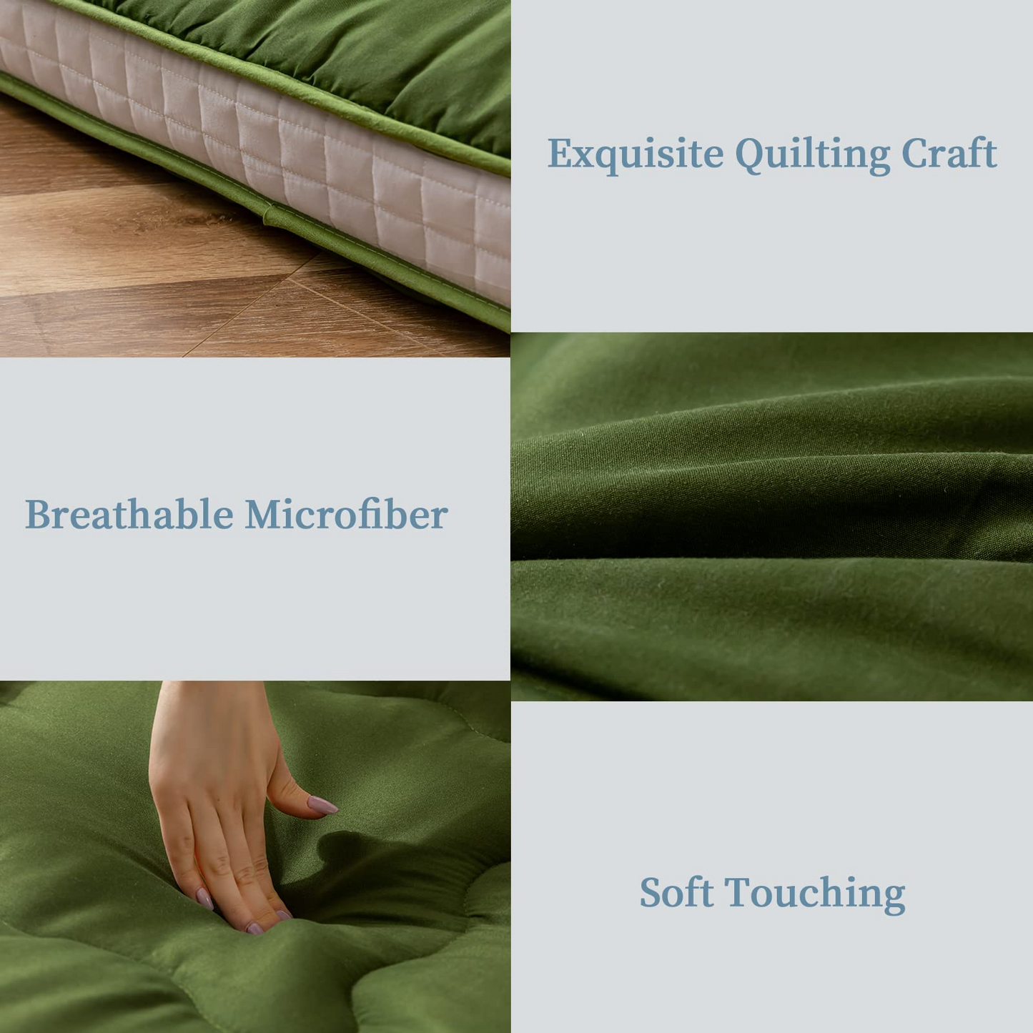 MAXYOYO Futon Mattress, Padded Japanese Floor Mattress Extra Thick Folding Sleeping Pad, Green