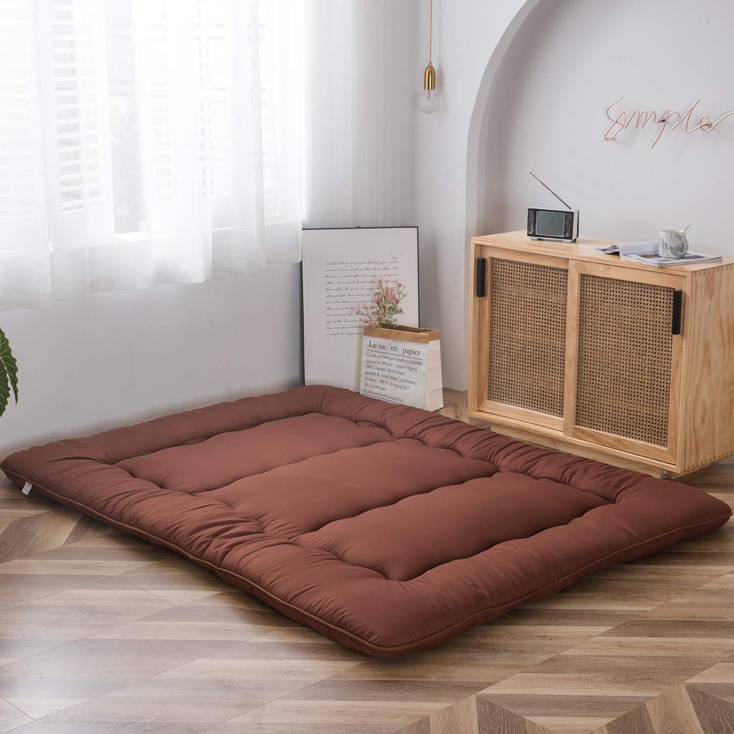 MAXYOYO Japanese Floor Mattress Futon Mattress Folding Sleeping Pad, Coffee