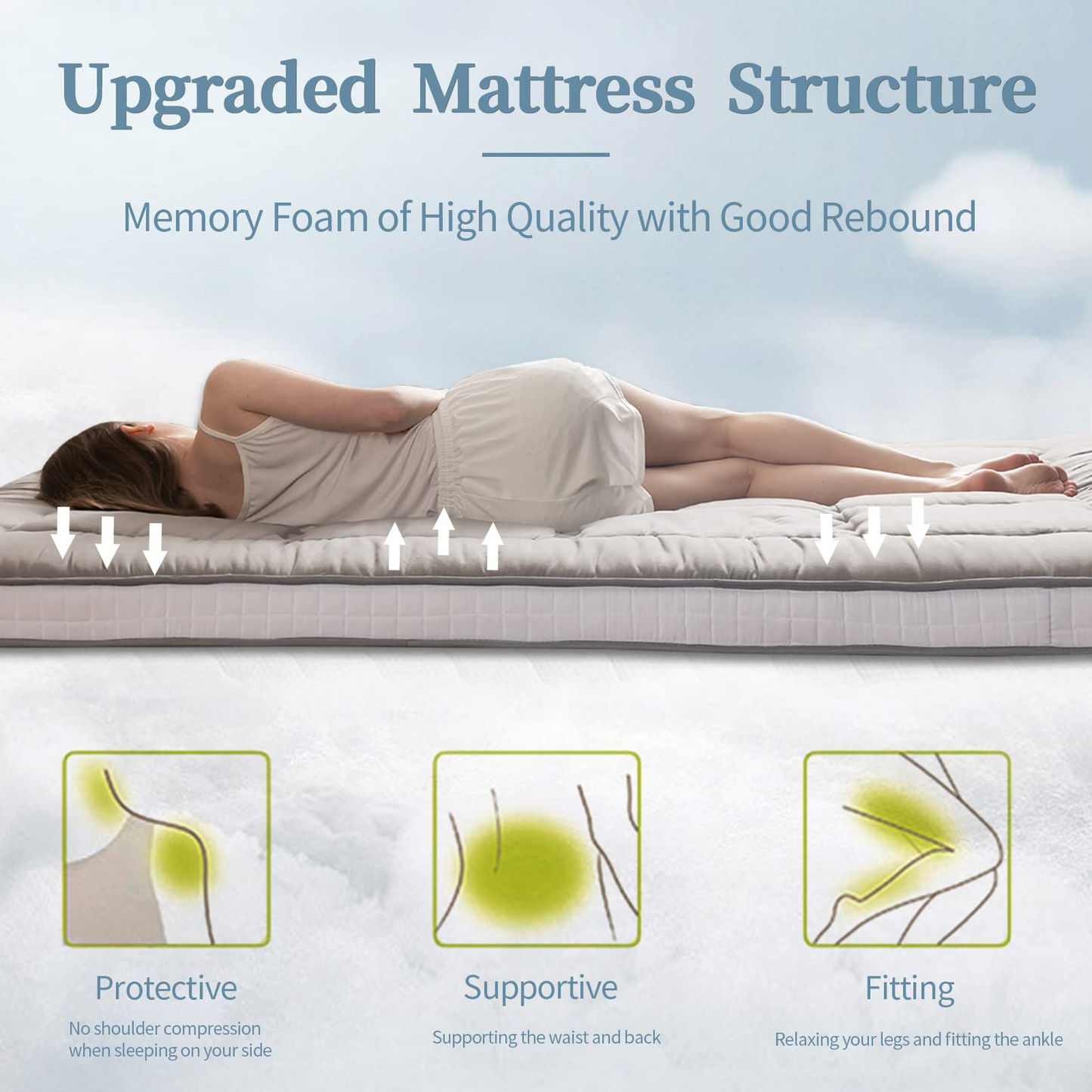 MAXYOYO Futon Mattress, Padded Japanese Floor Mattress Quilted Bed Mattress Topper, Grey