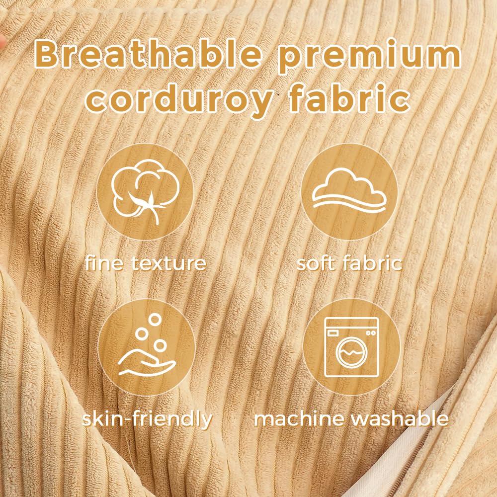 MAXYOYO Bean Bag Bed - Convertible Folds from Bed To Bean Bag Chair - Large Bean Bag with Soft Cover (Camel)