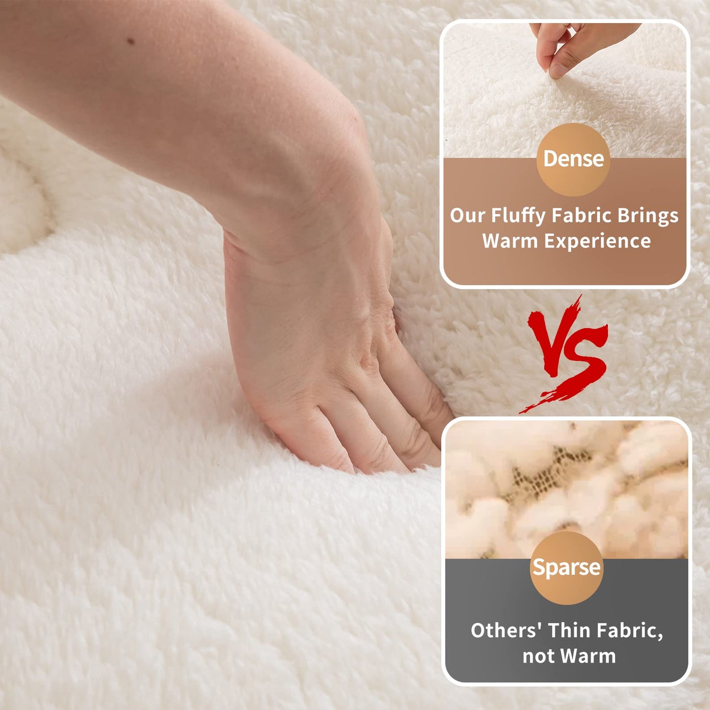 MAXYOYO Sherpa Fleece Floor Mattress Futon Mattress, Off White Japanese Style Roll Up Mattress