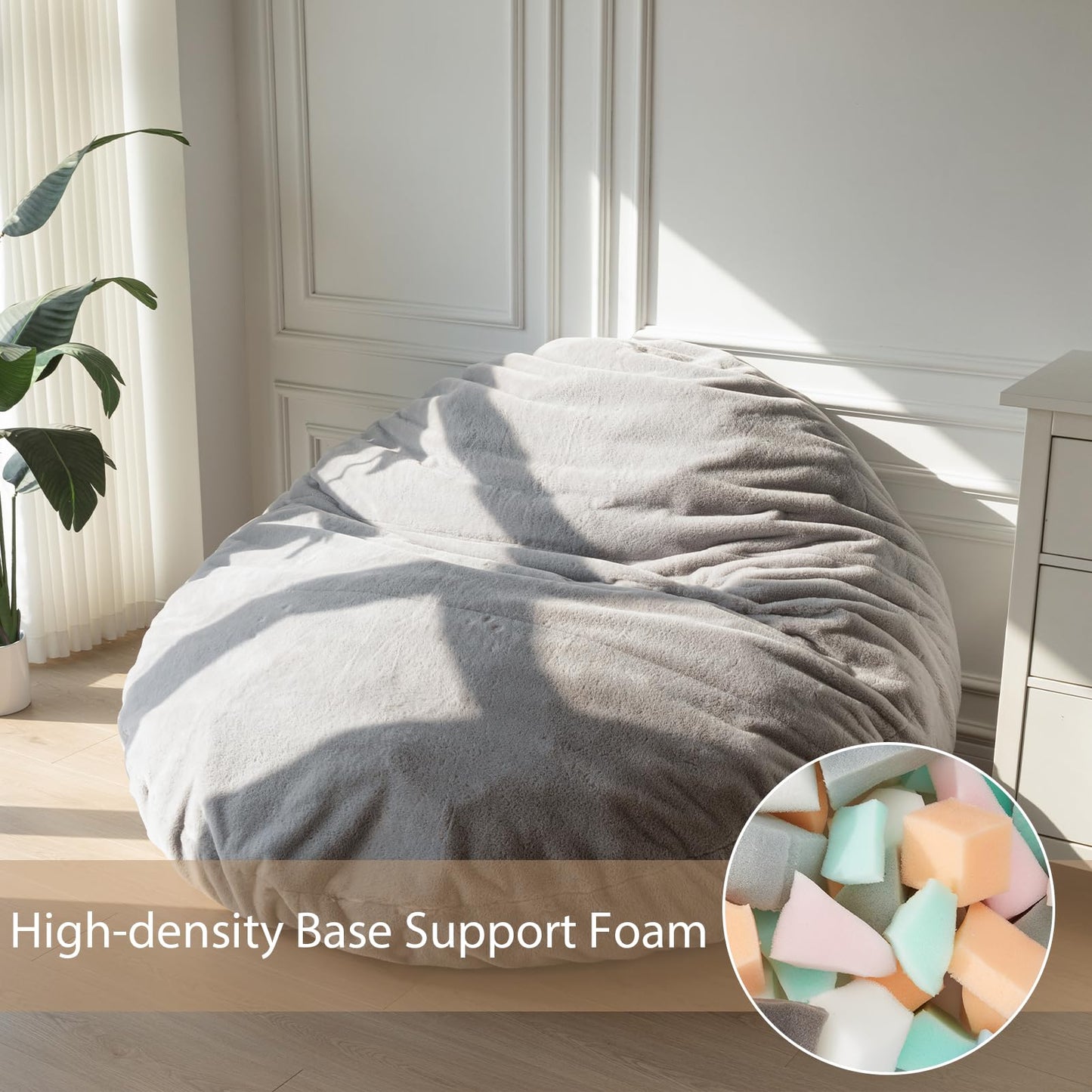 MAXYOYO Bean Bag Bed - Convertible Folds from Bean Bag Chair to Bed with Plush Cover (Gray)