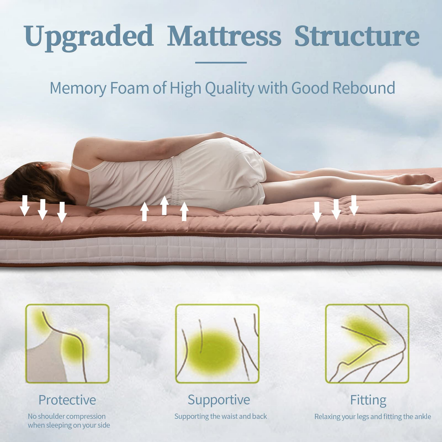 MAXYOYO Futon Mattress, Padded Japanese Floor Mattress Extra Thick Folding Sleeping Pad, Brown