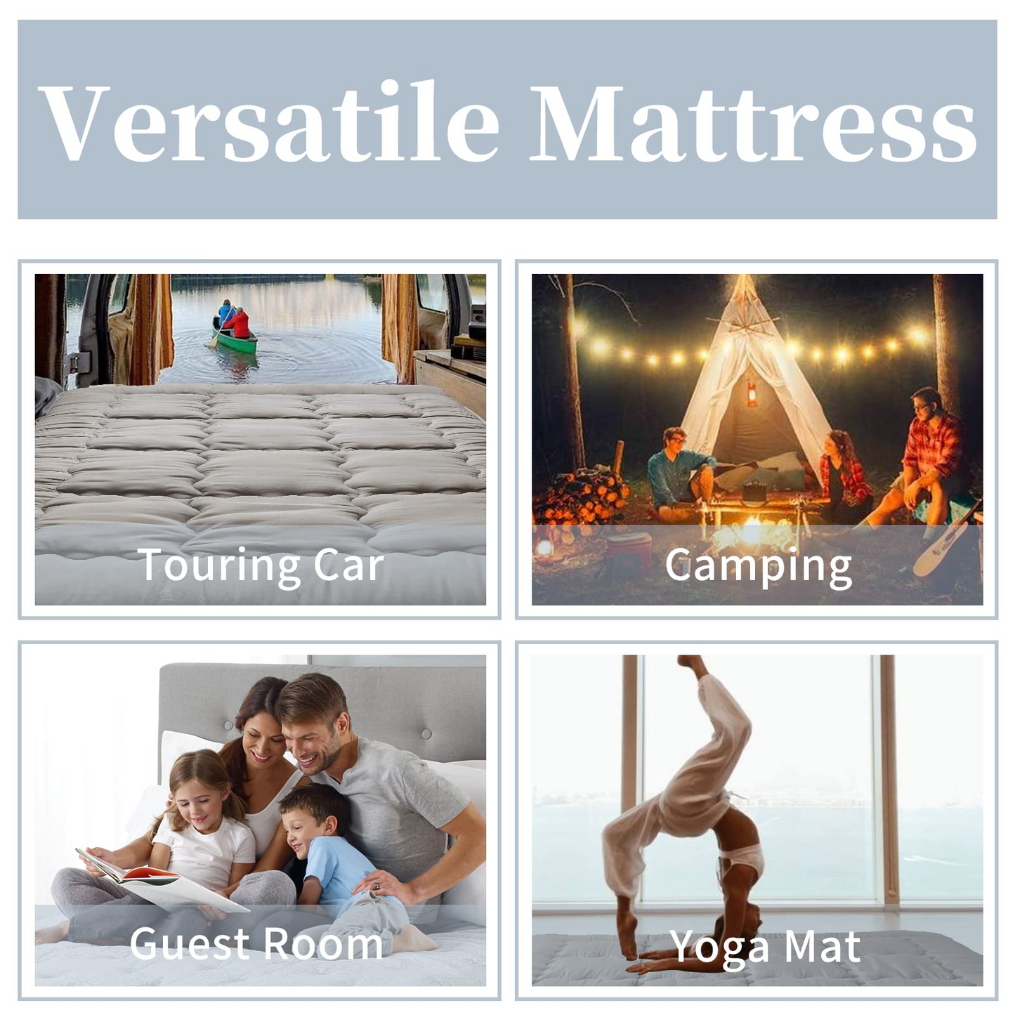 MAXYOYO Futon Mattress, Padded Japanese Floor Mattress Quilted Bed Mattress Topper, Grey