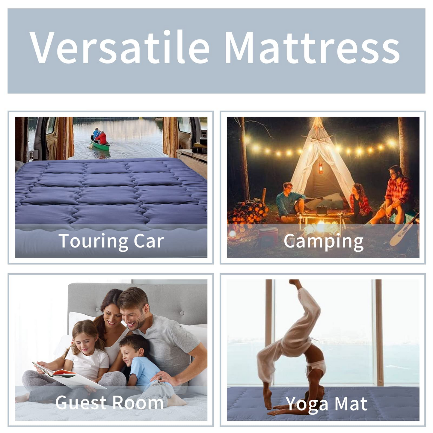 MAXYOYO Futon Mattress, Padded Japanese Floor Mattress Extra Thick Folding Sleeping Pad, Navy