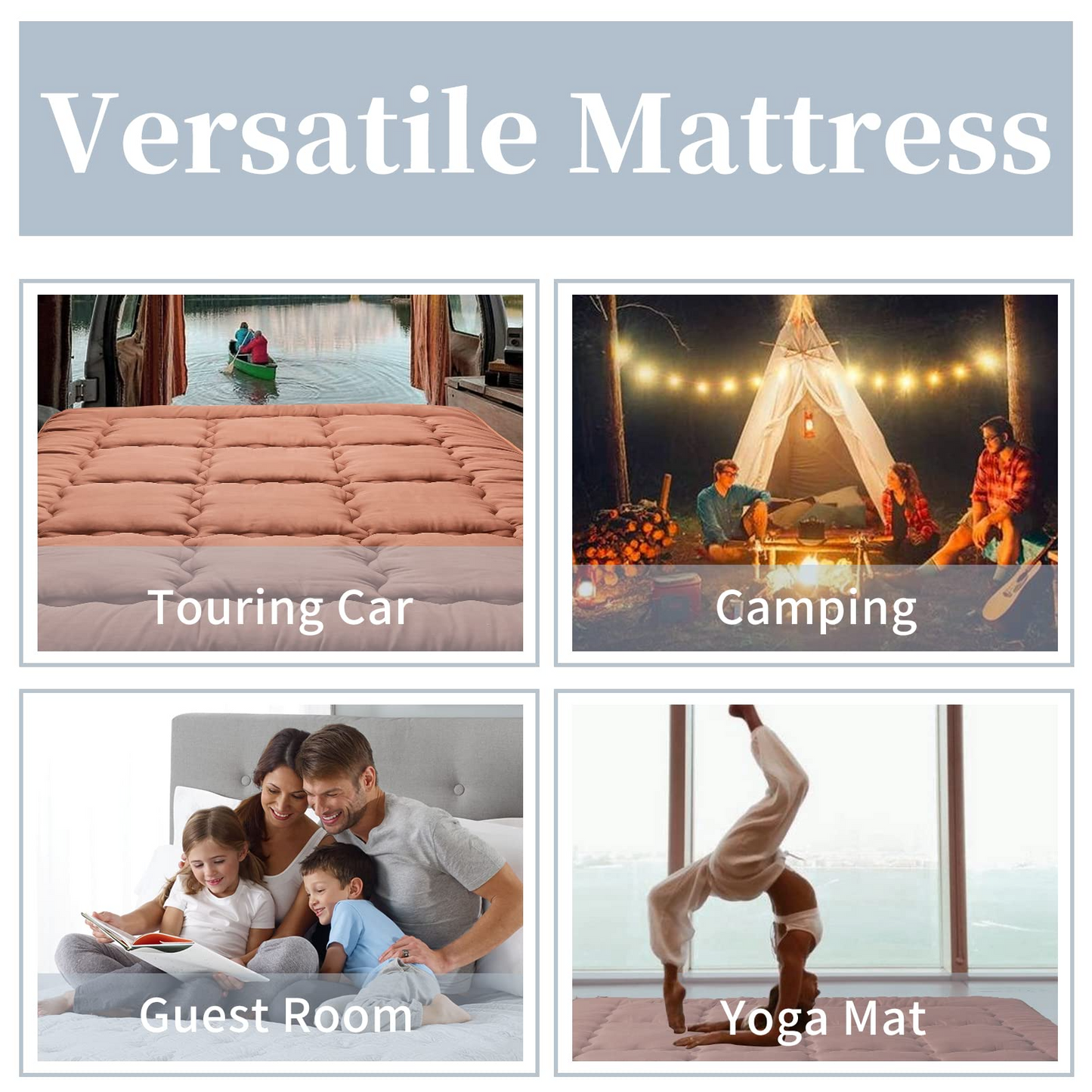 MAXYOYO Futon Mattress, Padded Japanese Floor Mattress Extra Thick Folding Sleeping Pad, Brown