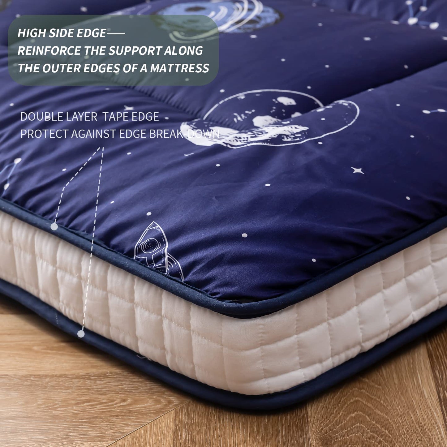 MAXYOYO Extra Thick Padded Japanese Floor Mattress, Roll Up Futon Mattress, Space Adventure Printed