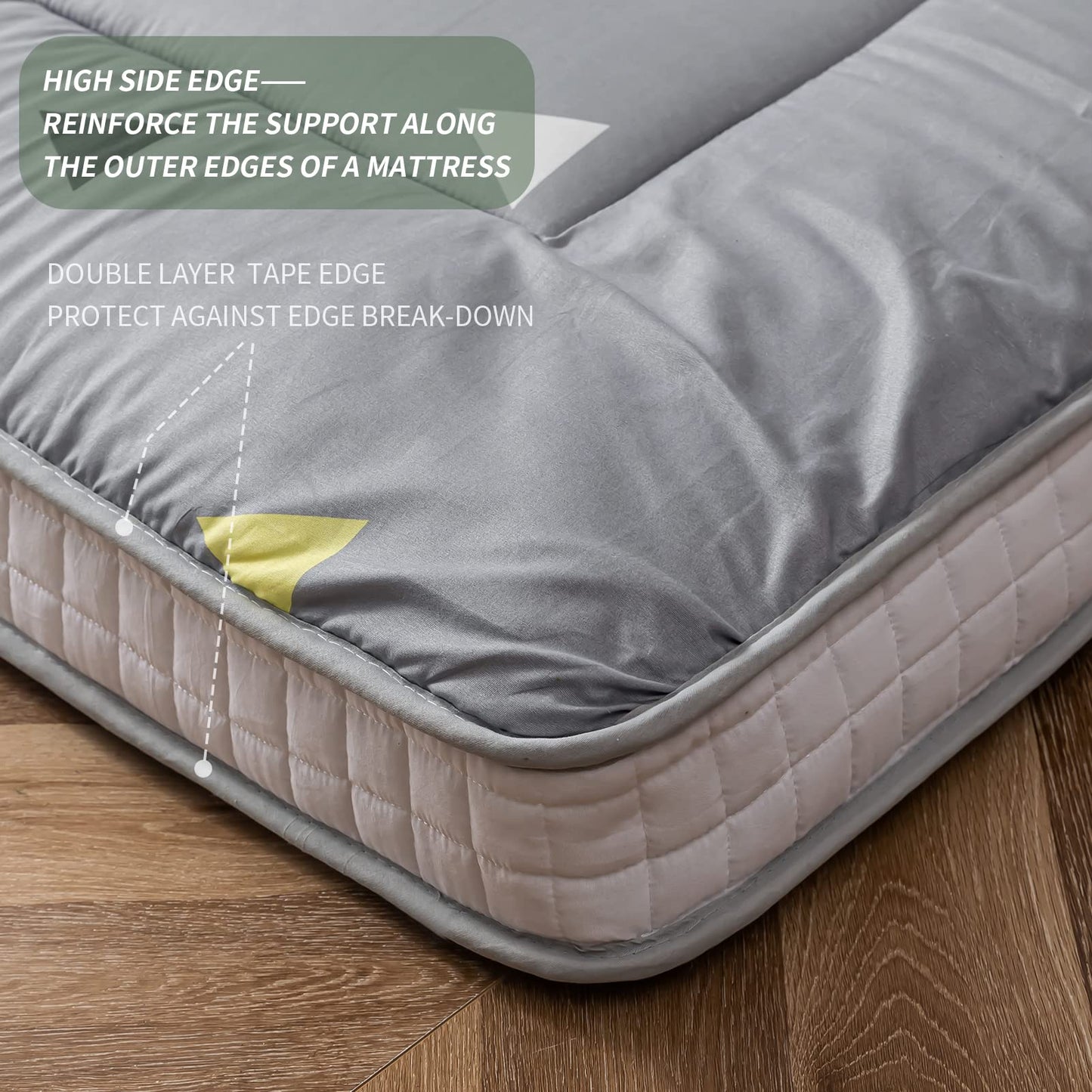 MAXYOYO Extra Thick Padded Japanese Floor Mattress, Roll Up Futon Mattress, Grey Triangle Printed