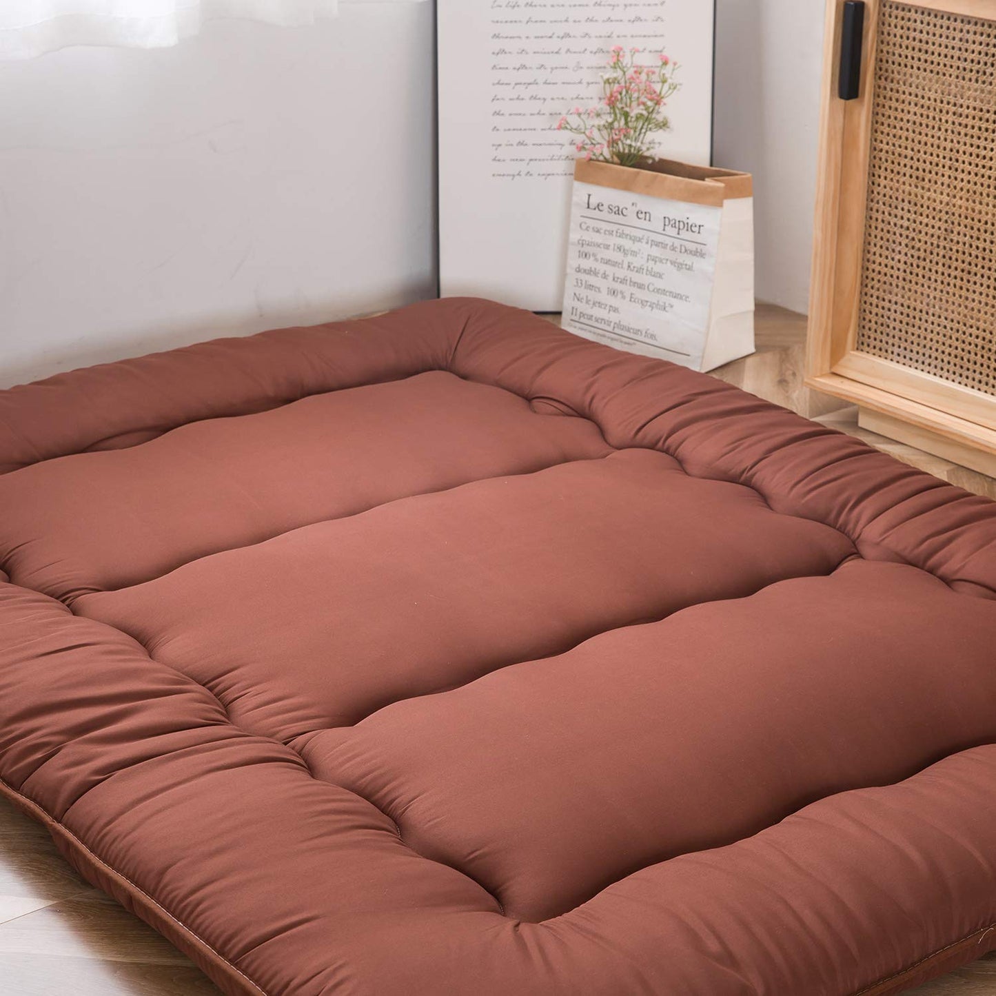 MAXYOYO Japanese Floor Mattress Futon Mattress Folding Sleeping Pad, Coffee