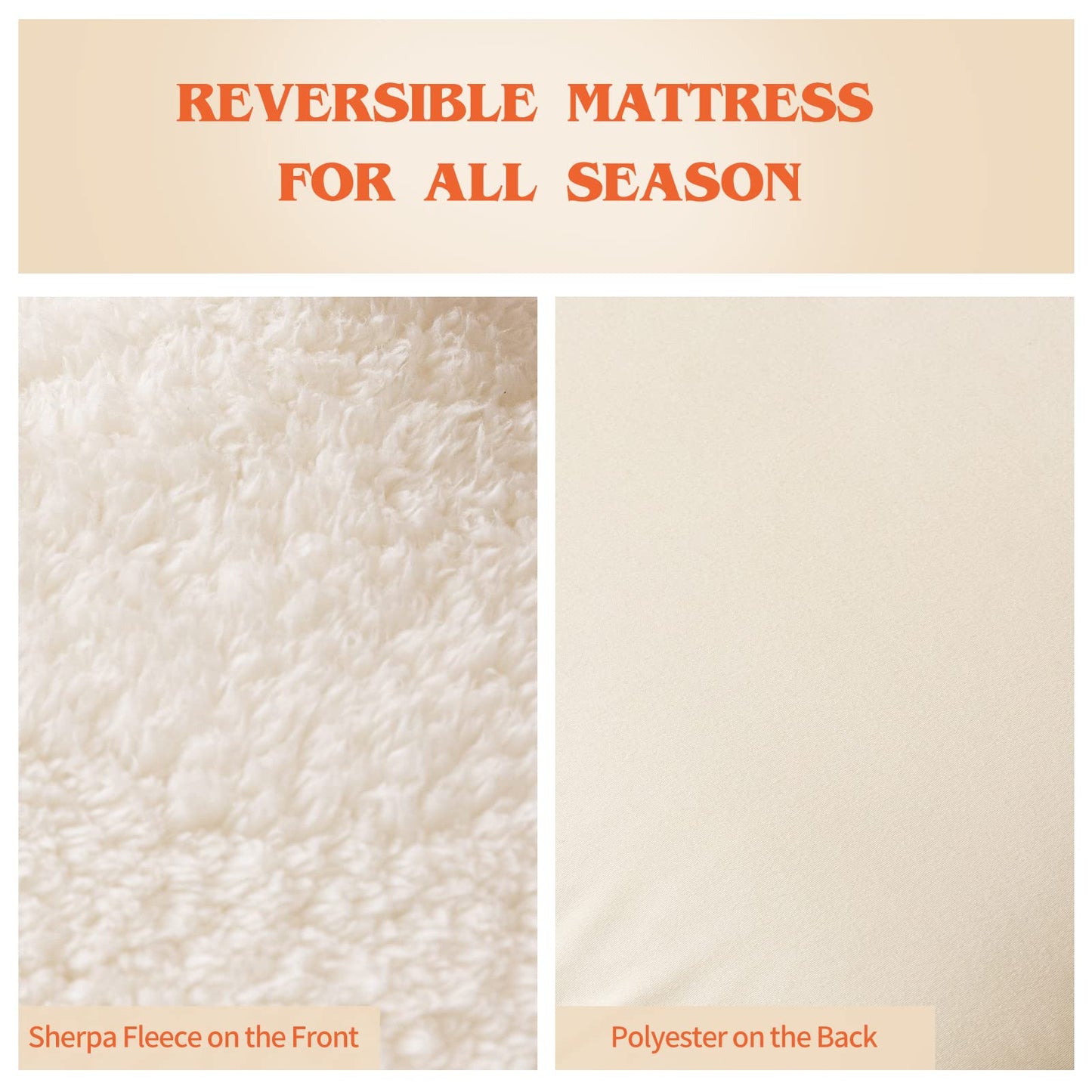 MAXYOYO Sherpa Fleece Floor Mattress Futon Mattress, Off White Japanese Style Roll Up Mattress