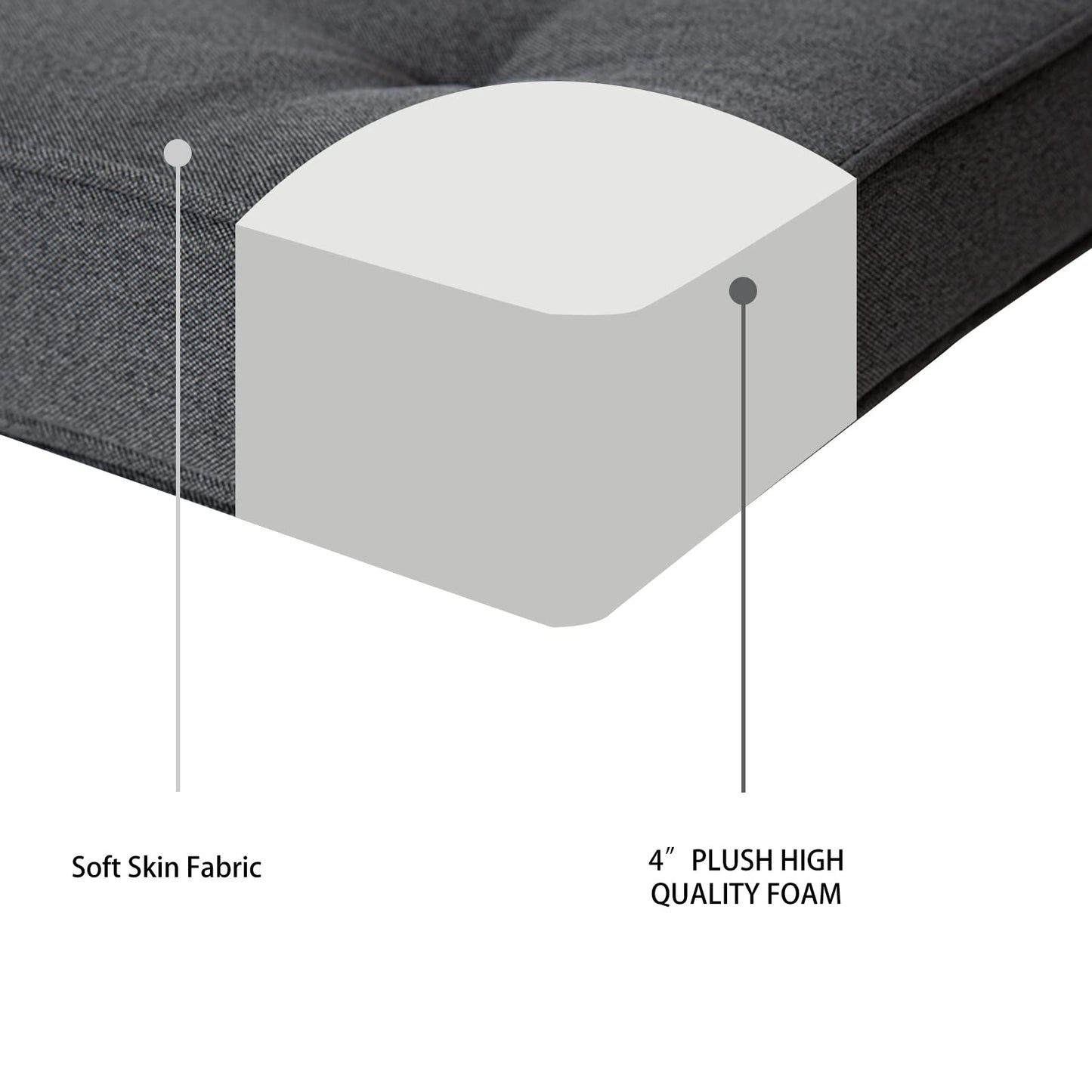 MAXYOYO Portable Folding Mattress, single futon mattress, Tri-fold Mattress with Memory Foam, Dark Gray
