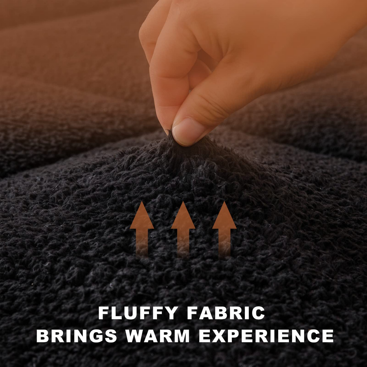 MAXYOYO Padded Sherpa Fleece Futon Mattress, Single Size Japanese Style Floor Mattress Roll Up Mattress, Black