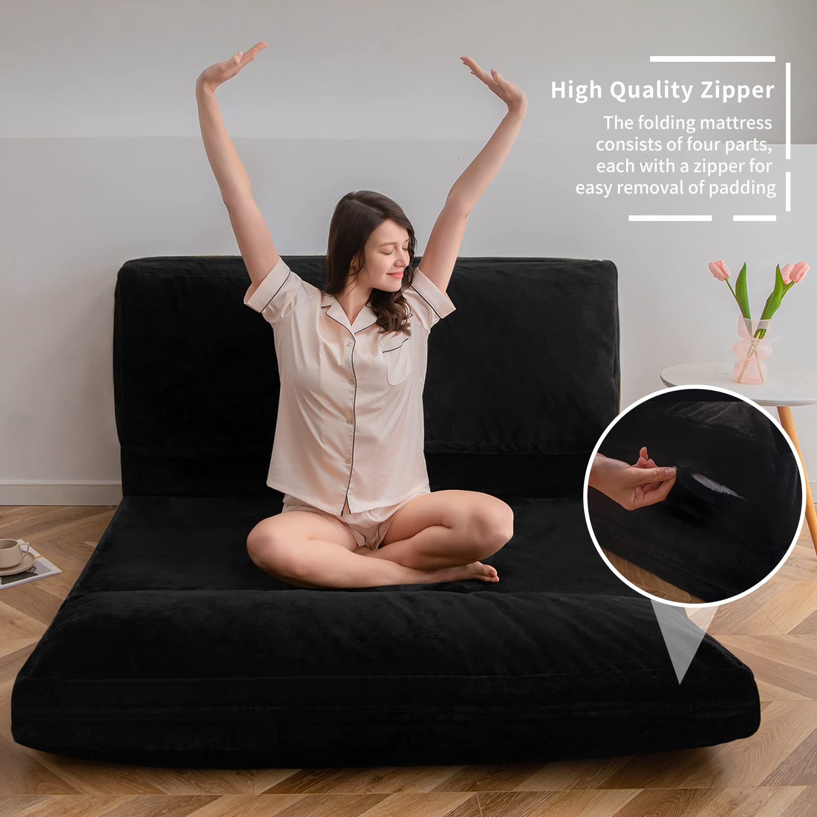 MAXYOYO Bean Bag Bed Folding Sofa Bed Floor Mattress for Adults