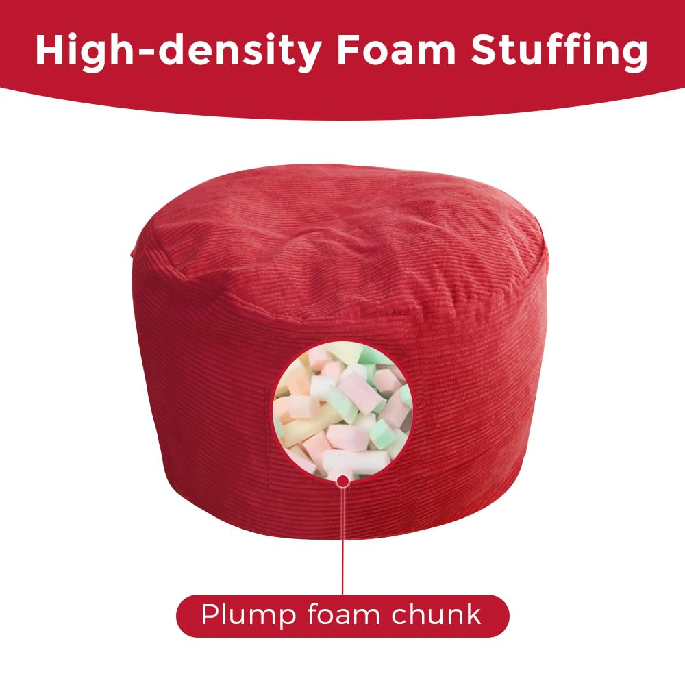 MAXYOYO Bean Bag Bed - Convertible Folds from Bed To Bean Bag Chair - Large Bean Bag with Soft Cover (Cinnabar)